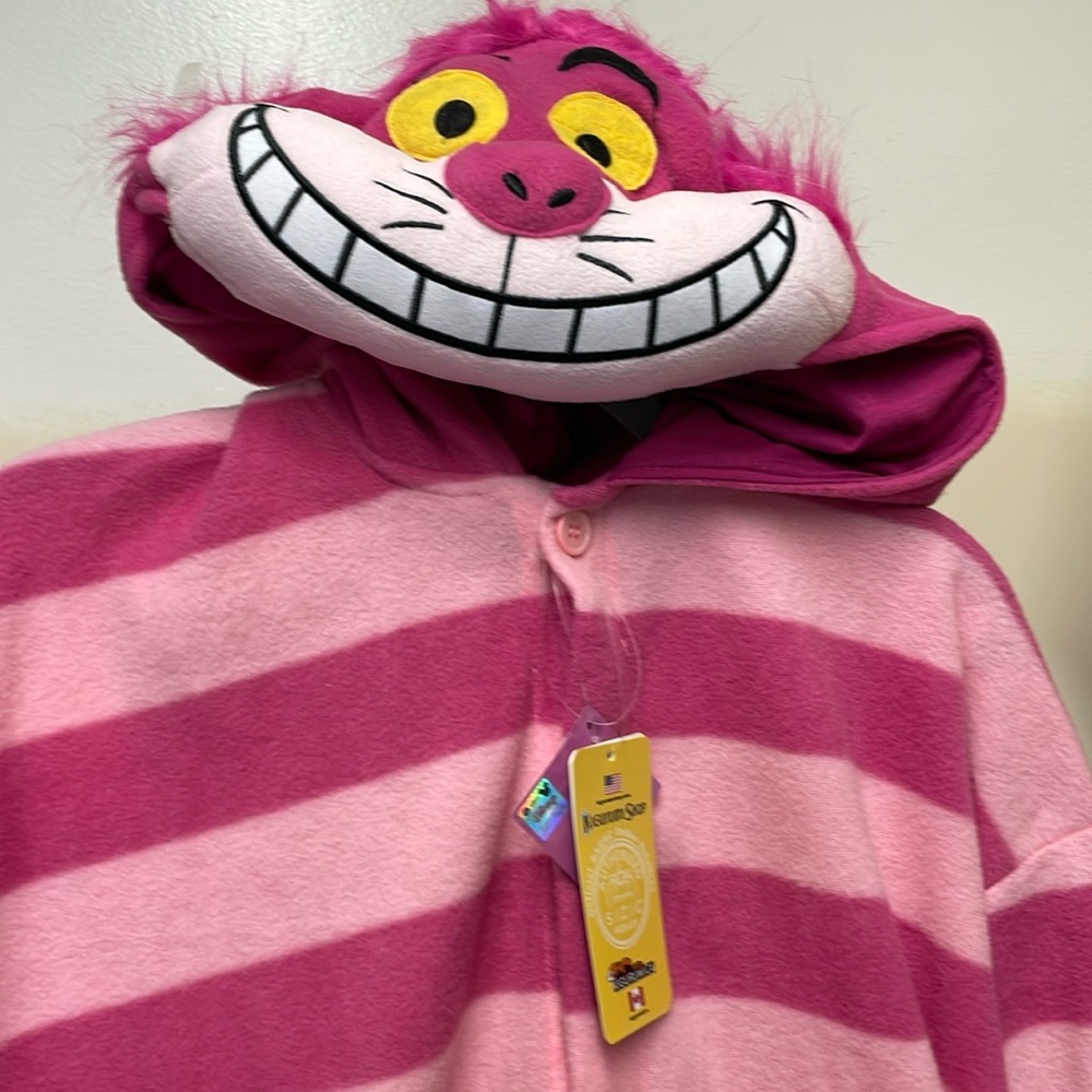 NWT Disney Brand Alice In Wonderland Cheshire Cat One Piece Costume Pajamas O/S